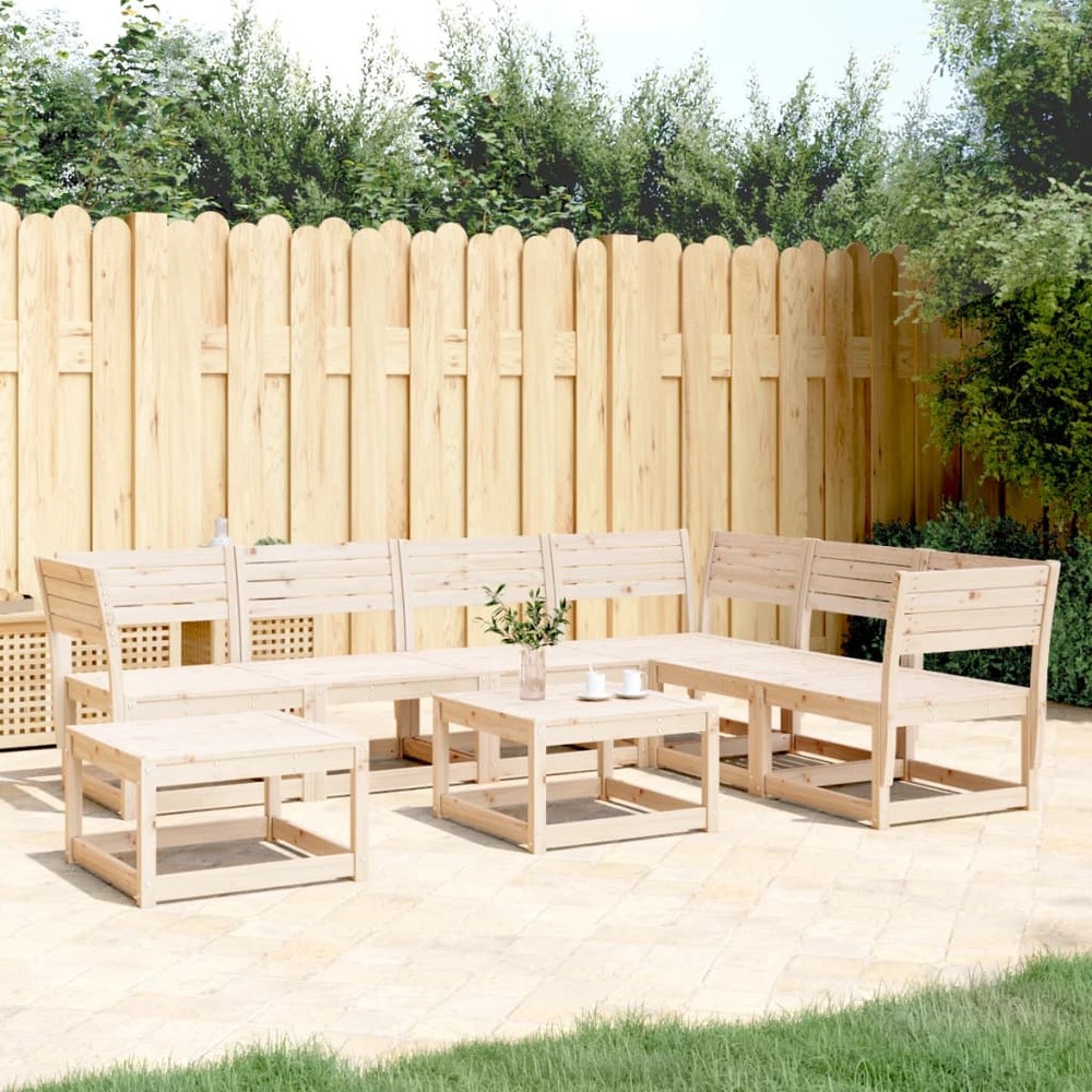 Salon de jardin 7 pcs bois de pin massif
