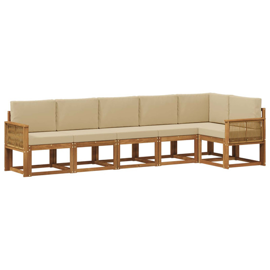 Ensemble de canapés d'extérieur 6 pcs naturel et beige