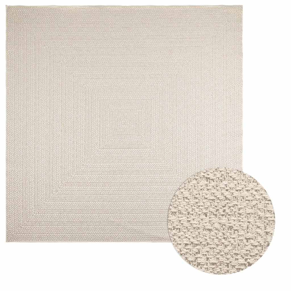 Tapis zizur crème 240x240 cm aspect de jute intérieur extérieur