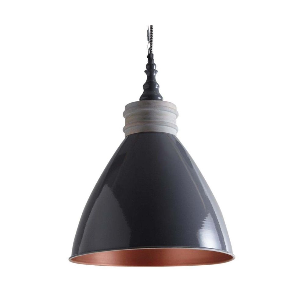 Suspension en métal laqué et bois gris foncé