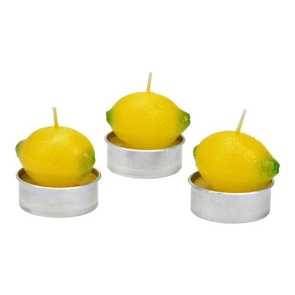 Bougies chauffe-plat citron en cire set de 6
