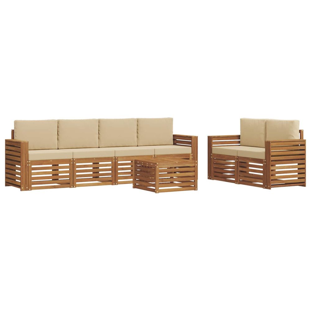 Ensemble de canapés d'extérieur 7 pc naturel et beige
