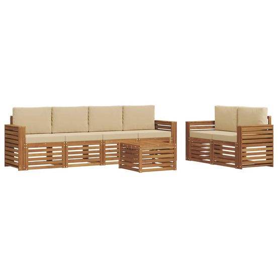 Ensemble de canapés d'extérieur 7 pc naturel et beige