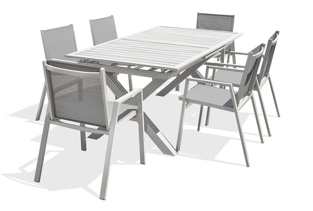 Ensemble repas floride 6 places en aluminium blanc