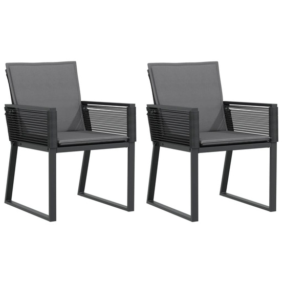 Chaises de jardin avec coussins lot de 2 noir résine tressée