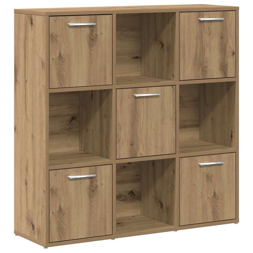 Bibliothèque chêne artisanal 90x28x90 cm bois d'ingénierie
