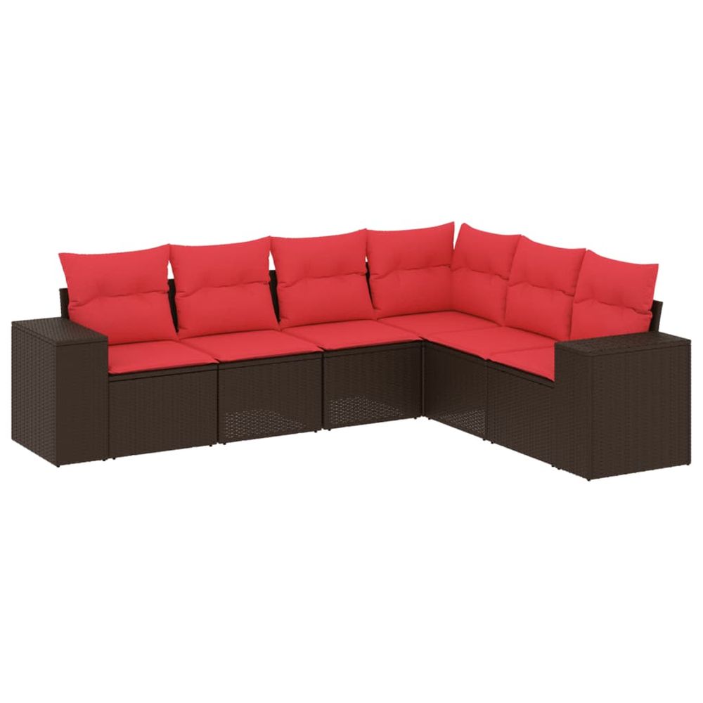 Ensemble de canapé de jardin 6 pcs avec coussins marron