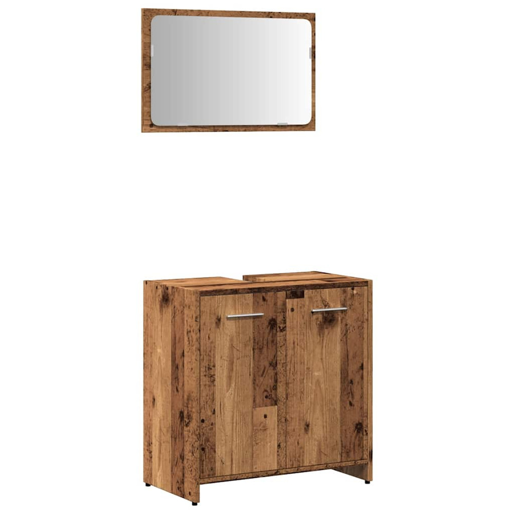 Armoire de salle de bain et miroir vieux bois bois d'ingénierie