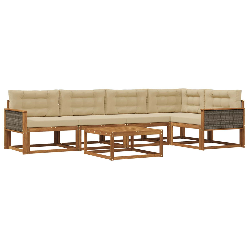 Ensemble de canapés d'extérieur 6 pcs naturel et beige
