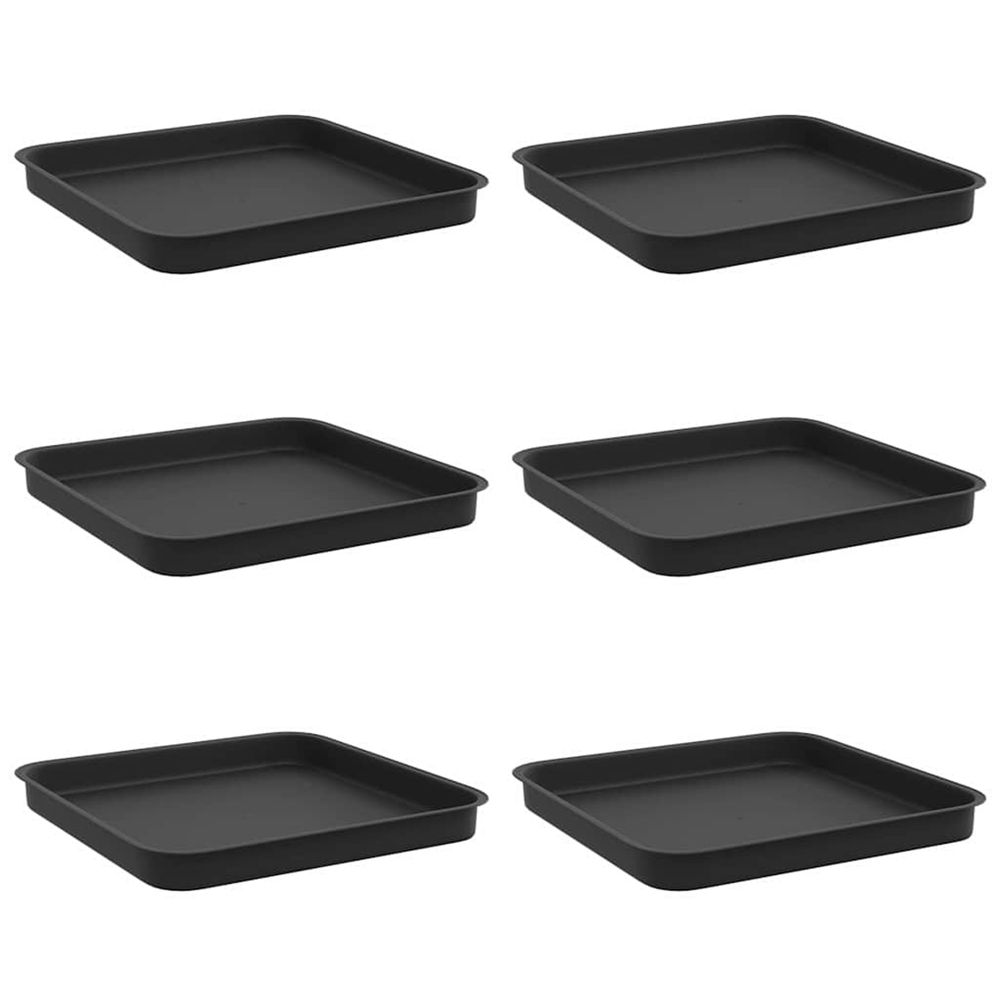 Plateau carré à fleurs 6 pc noir 25,5 x 25,5 x 2,5 cm plastique