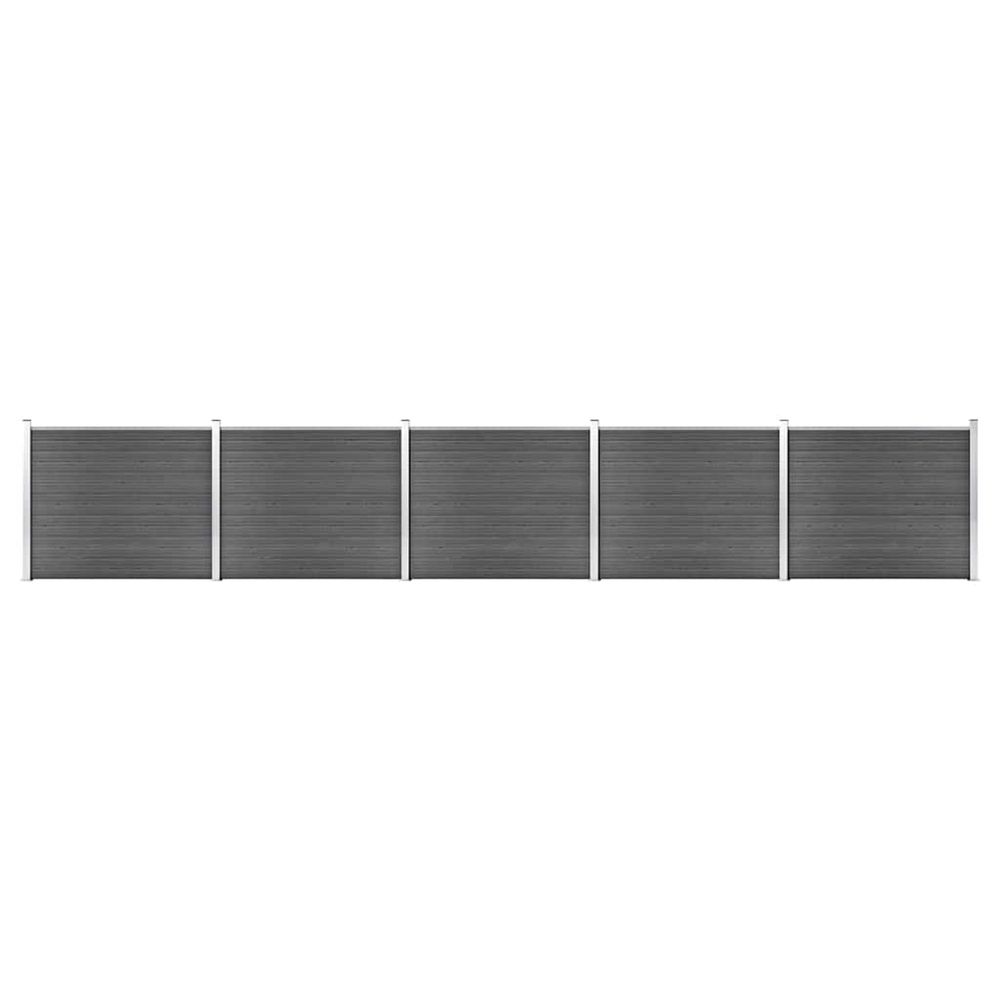 Ensemble de panneau de clôture wpc 872x146 cm noir