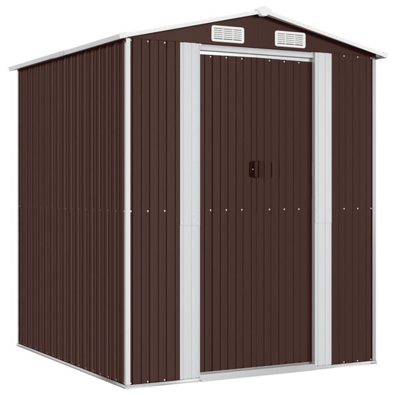 Abri de jardin cabane cabanon maison de stockage remise extérieur hangar outils robuste foncé 192 x 191 x 223 cm acier galvan