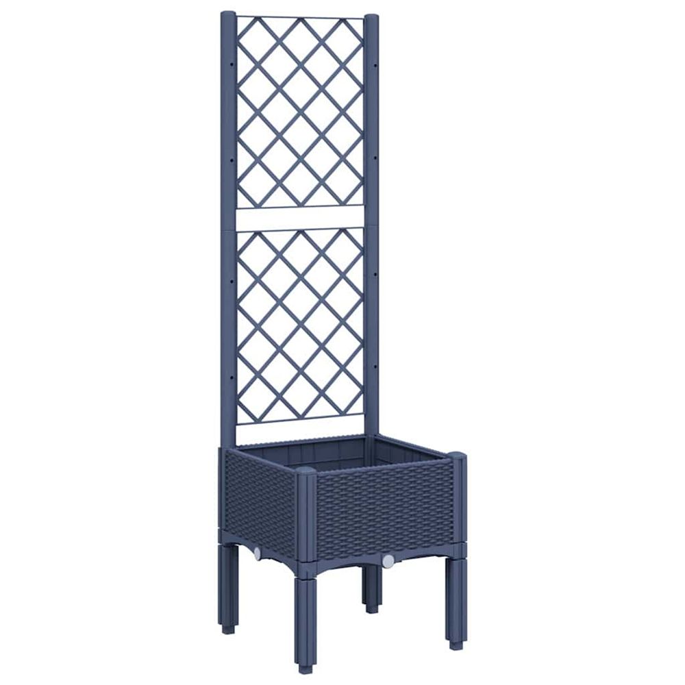 Jardinière d'extérieur avec treillis bleu gris 40x40x142 cm pp
