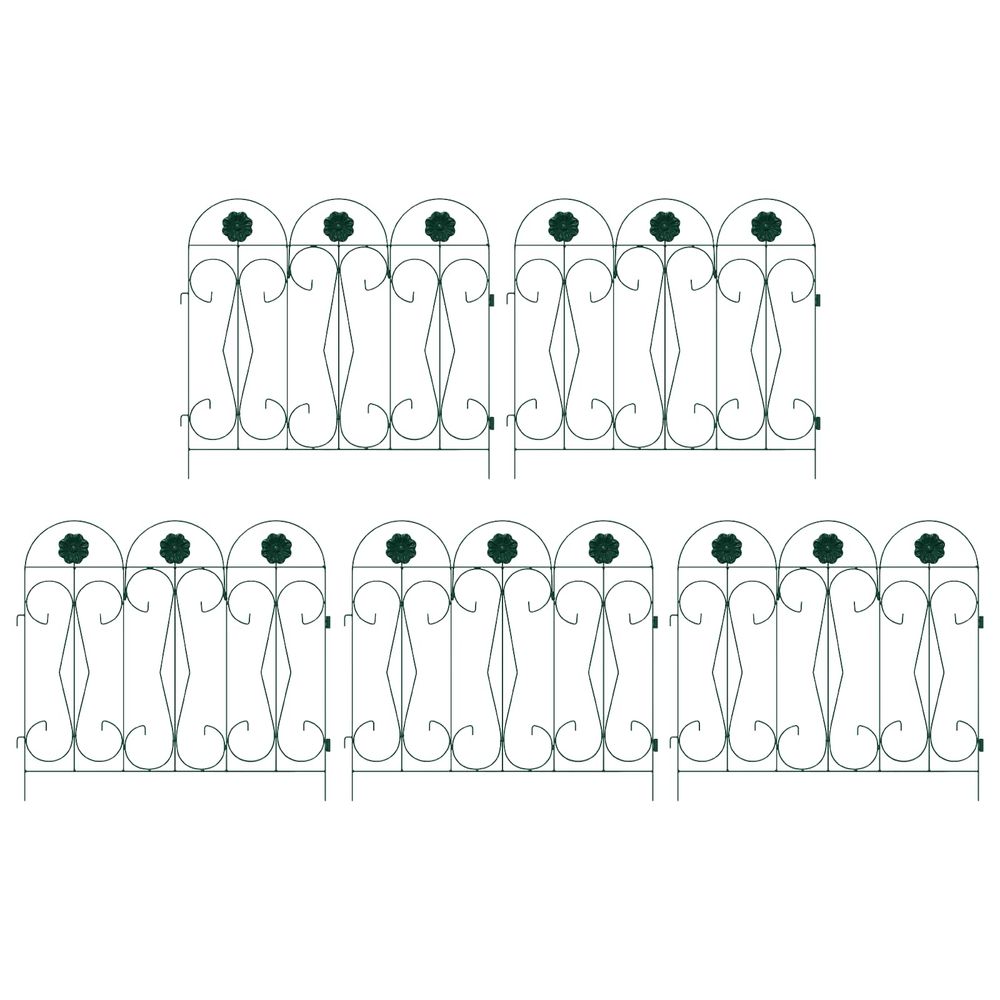 Clôture de jardin 5 pc acier vert