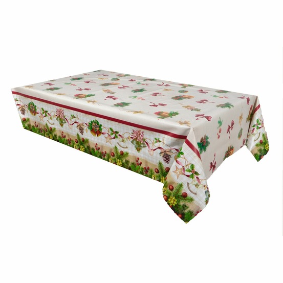 Nappe en toile cirée rectangulaire nœuds - 140 x 250 cm - ecru