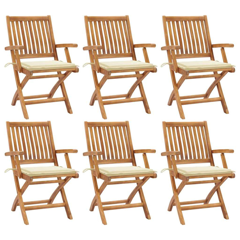 Chaises pliables de jardin avec coussins lot de 6 bois de teck