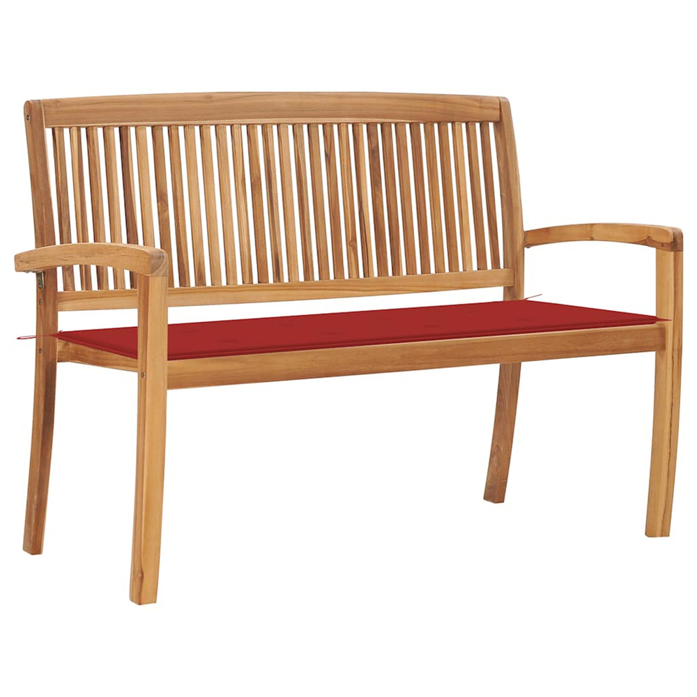 Banc de jardin empilable et coussin 128,5cm bois de teck massif