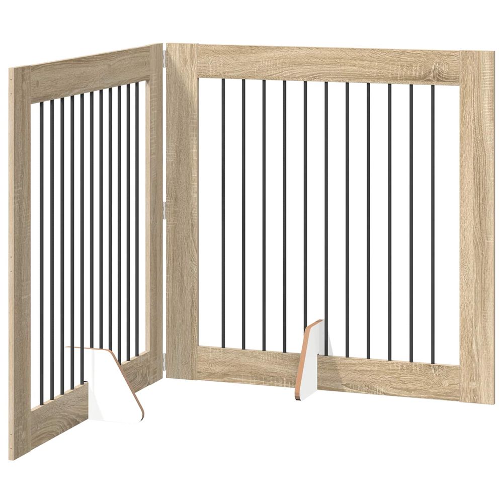 Porte de chien pliable avec supports 2 pc chêne sonoma 200,5 cm