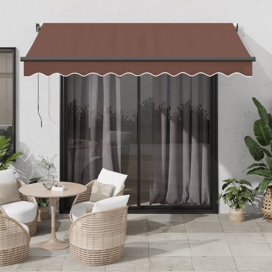 Auvent rétractable automatique avec led marron 350x250 cm