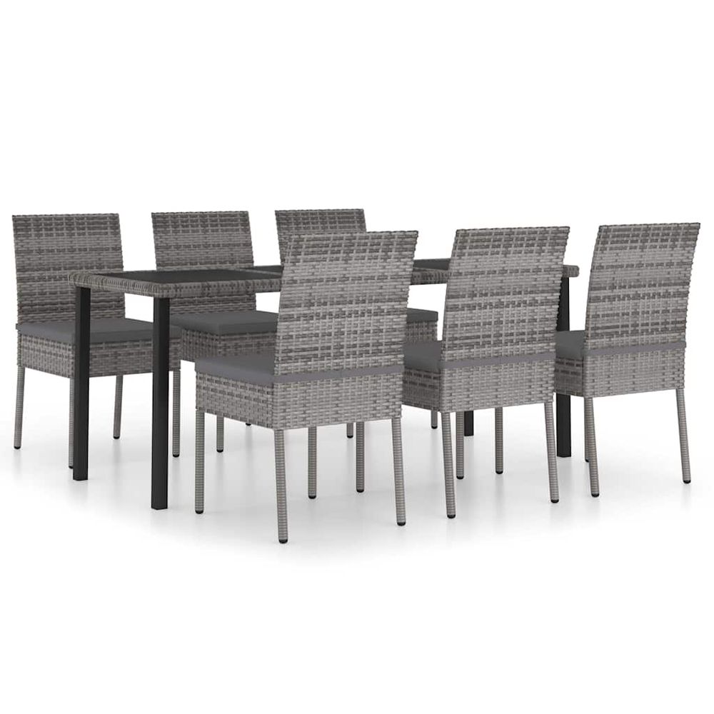 Ensemble à manger de jardin 7 pcs résine tressée gris