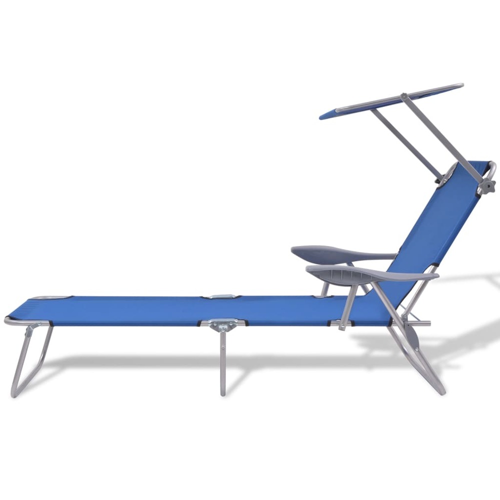 Chaise longue avec auvent acier bleu