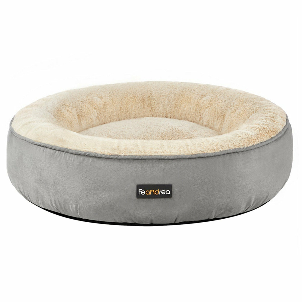 Panier pour chien rond lit chat donuts diamètre 60 cm gris clair