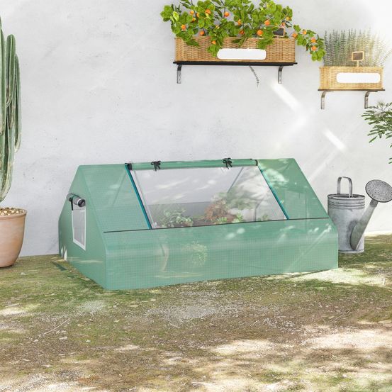 Mini serre de jardin acier et pe 180 x 140 x 80 cm vert foncé semis et plantes - comfortxl outdoor living