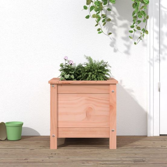 Jardinière carrée 40cm en bois douglas massif pour jardin et balcon