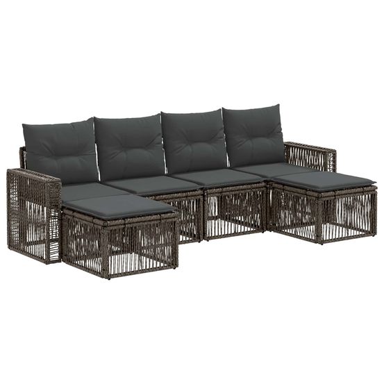 Ensemble de canapé de jardin 6 pc gris et gris foncé polyrotin