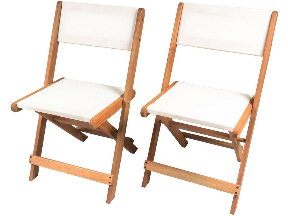 Lot de 2 chaises pliantes en bois exotique 