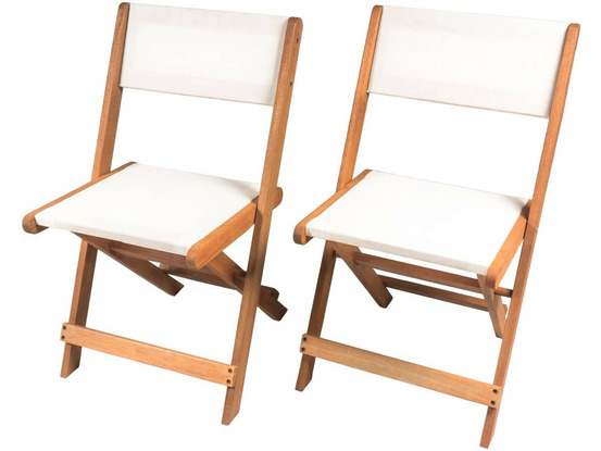Lot de 2 chaises pliantes en bois exotique