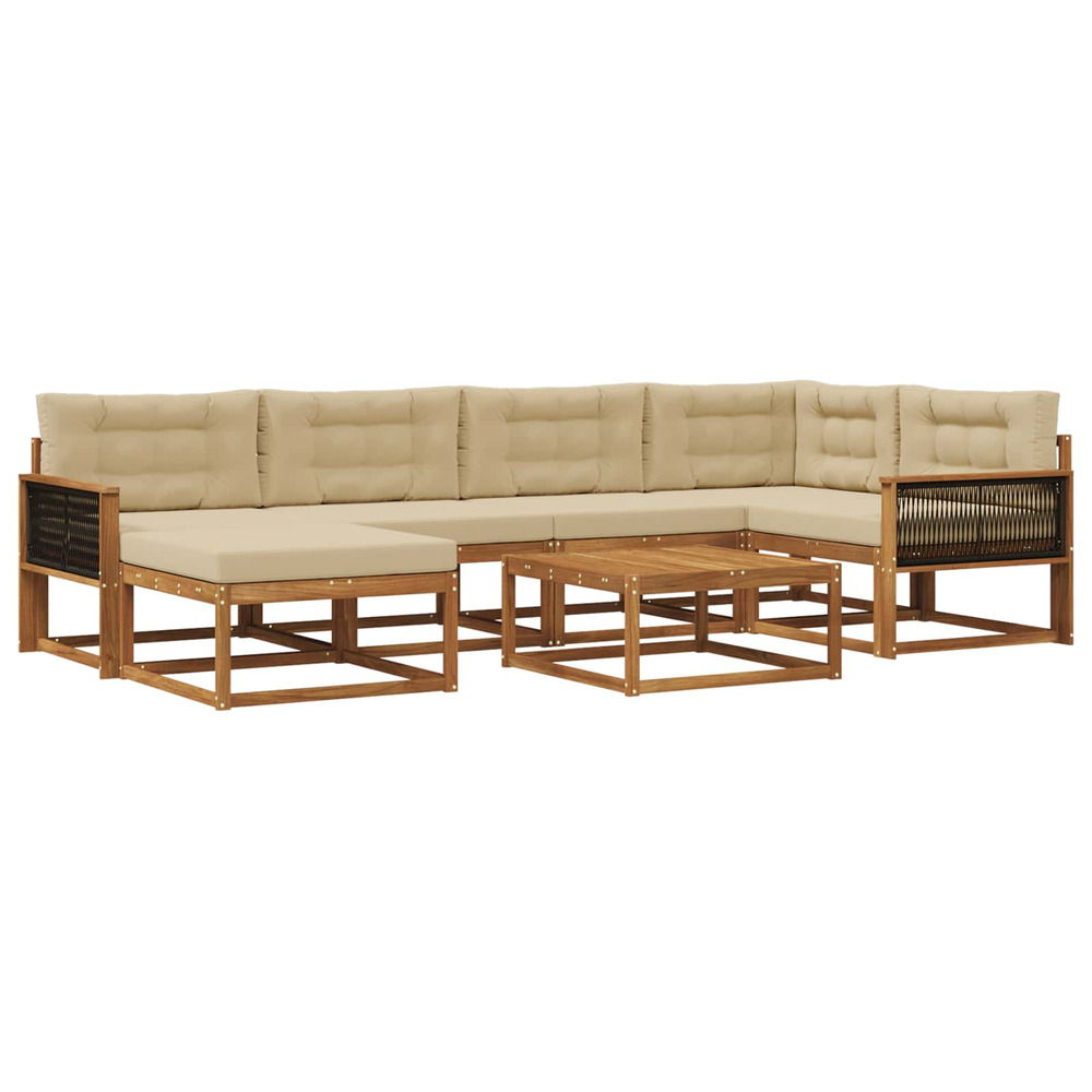 Ensemble de canapés d'extérieur 7 pcs naturel et beige
