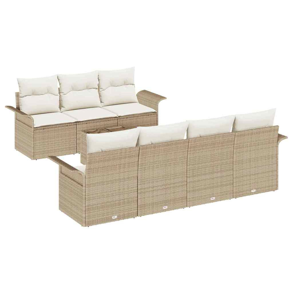 Ensemble de canapé de jardin 8 pcs beige et crème polyrotin