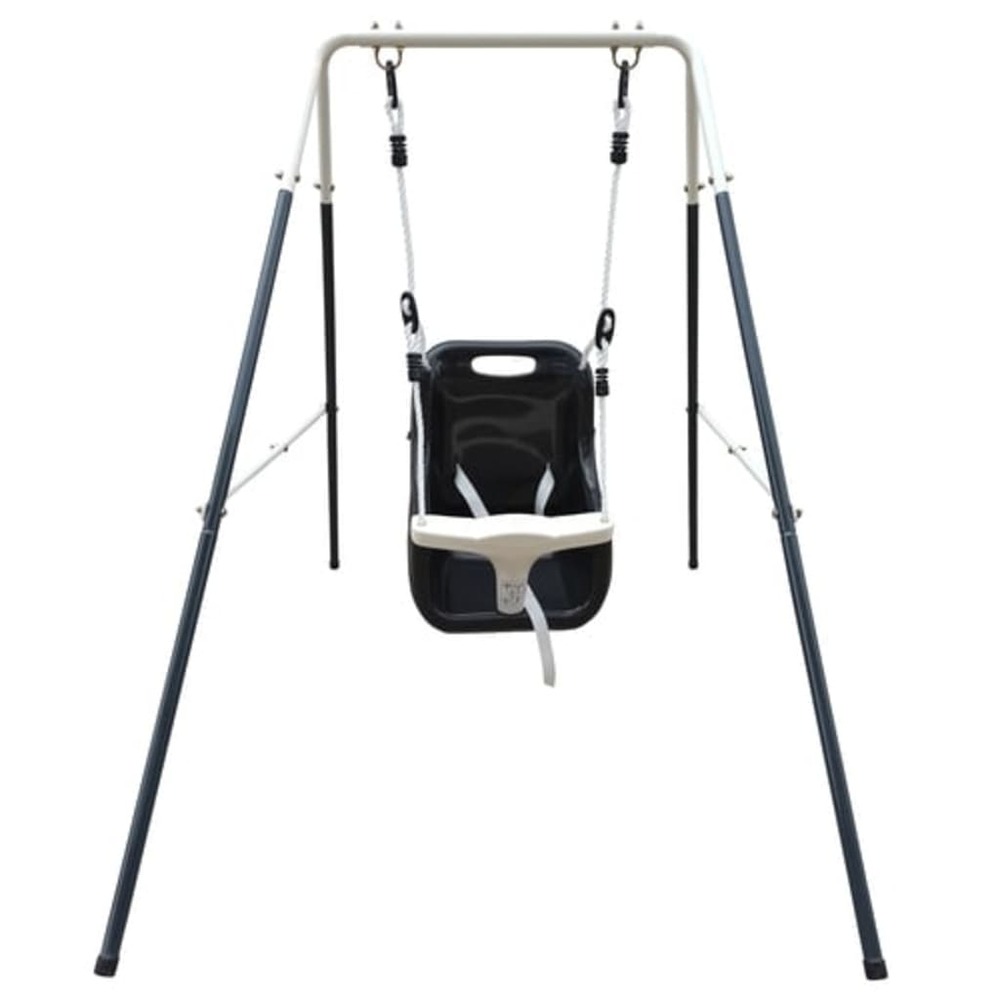Balançoire siège pour bébé métal 146x94x118 cm anthracite et crème