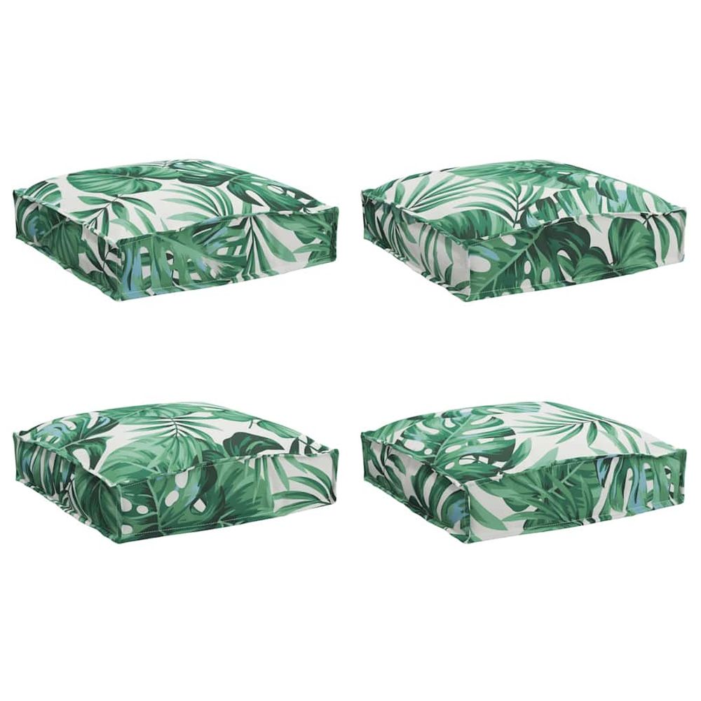 Coussin 4 pc tissu oxford motif feuille 40 x 40 x 8 cm