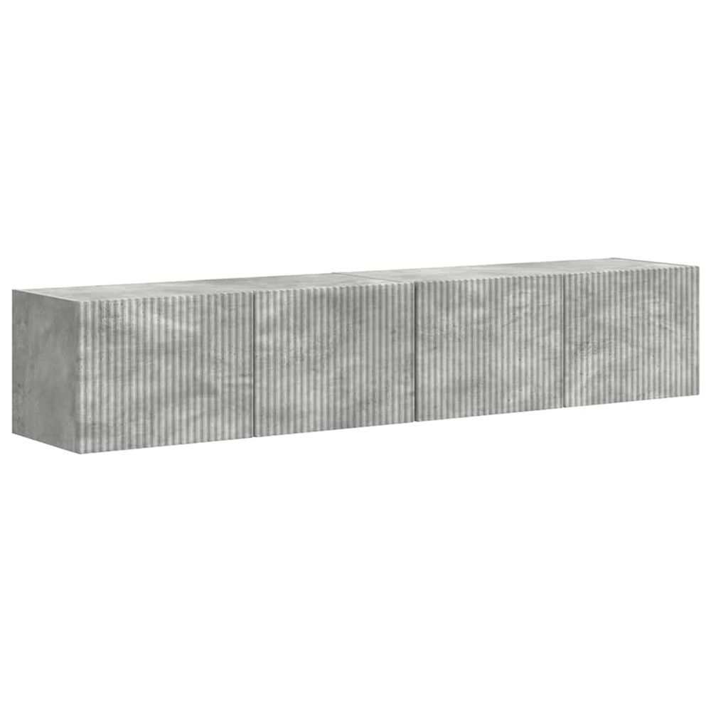 Meuble tv mural 2 pc gris béton bois d'ingénierie