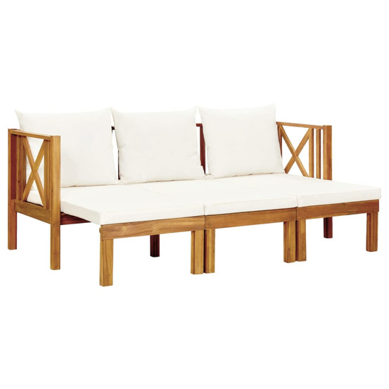 Banc de jardin 3 places et coussins 179 cm bois d'acacia massif