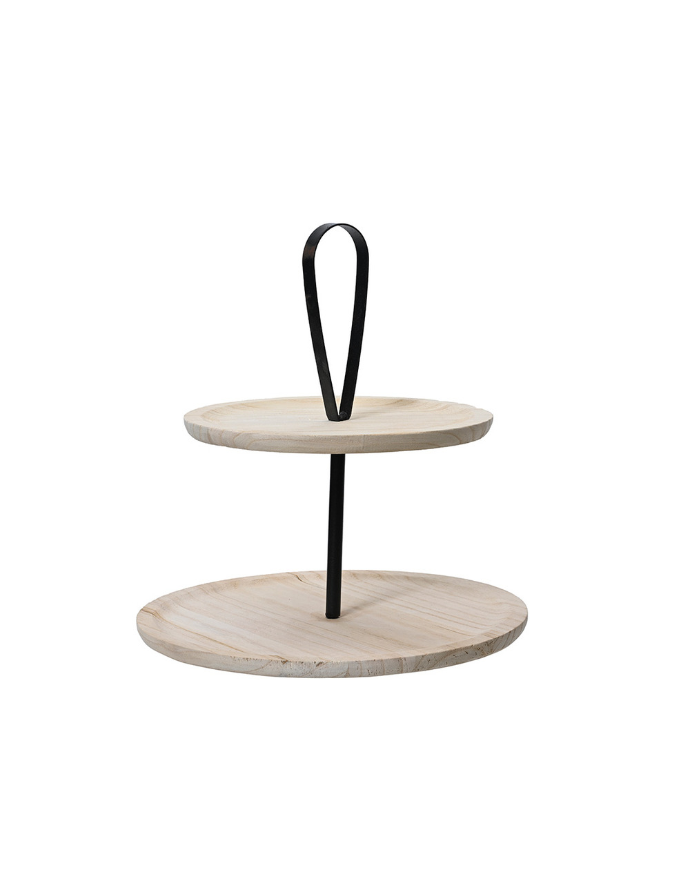 Table de centre ronde en bois, avec deux étagères. Ø37x32,5cm. Basics