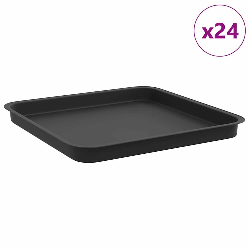 Plateau carré à fleurs 24 pc noir 36 x 36 x 2,5 cm plastique