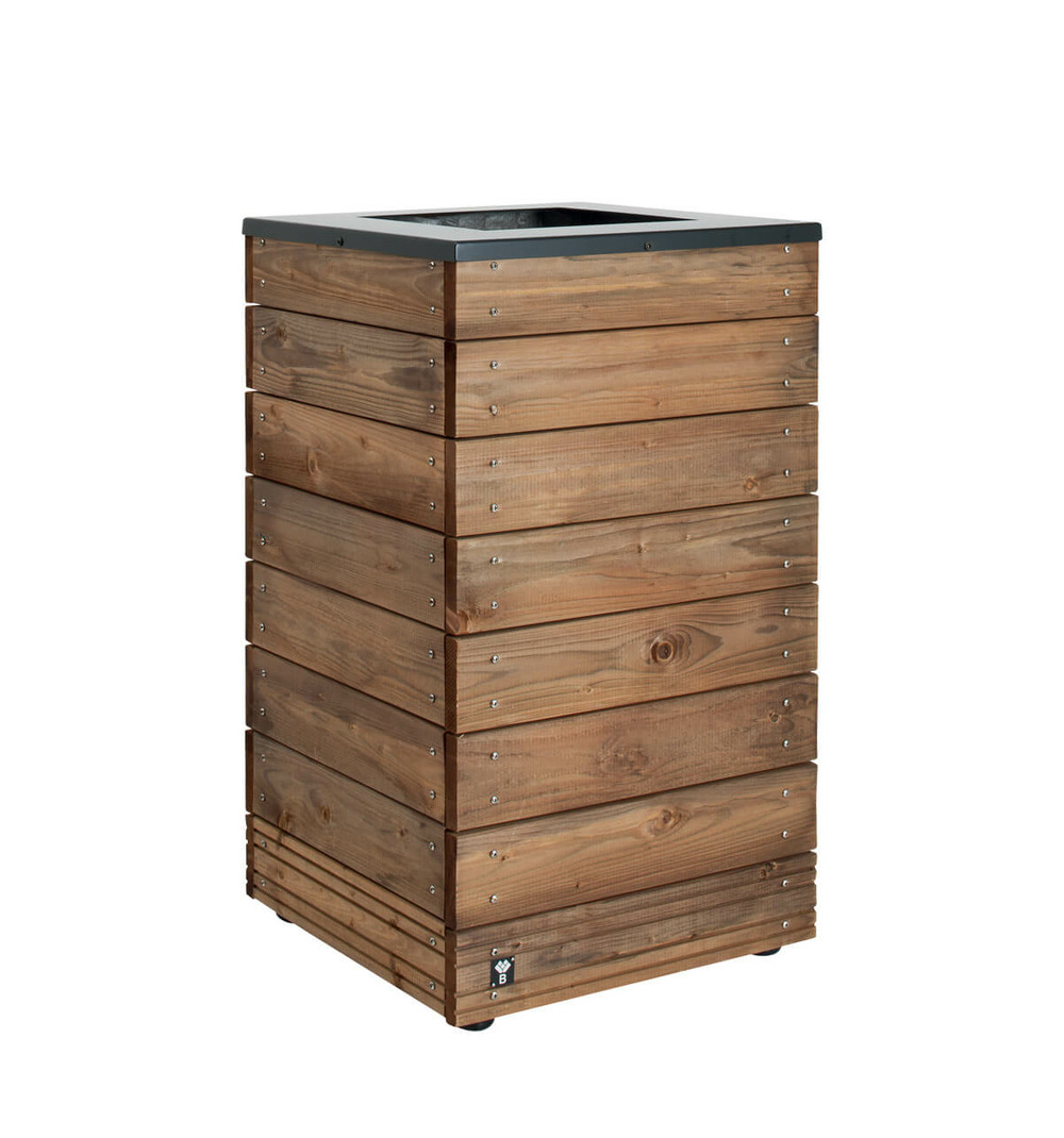 Bac à fleurs carré teinté brun collectors - grand volume