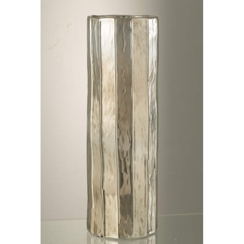Vase en céramique argent 19.5x19.5x60 cm