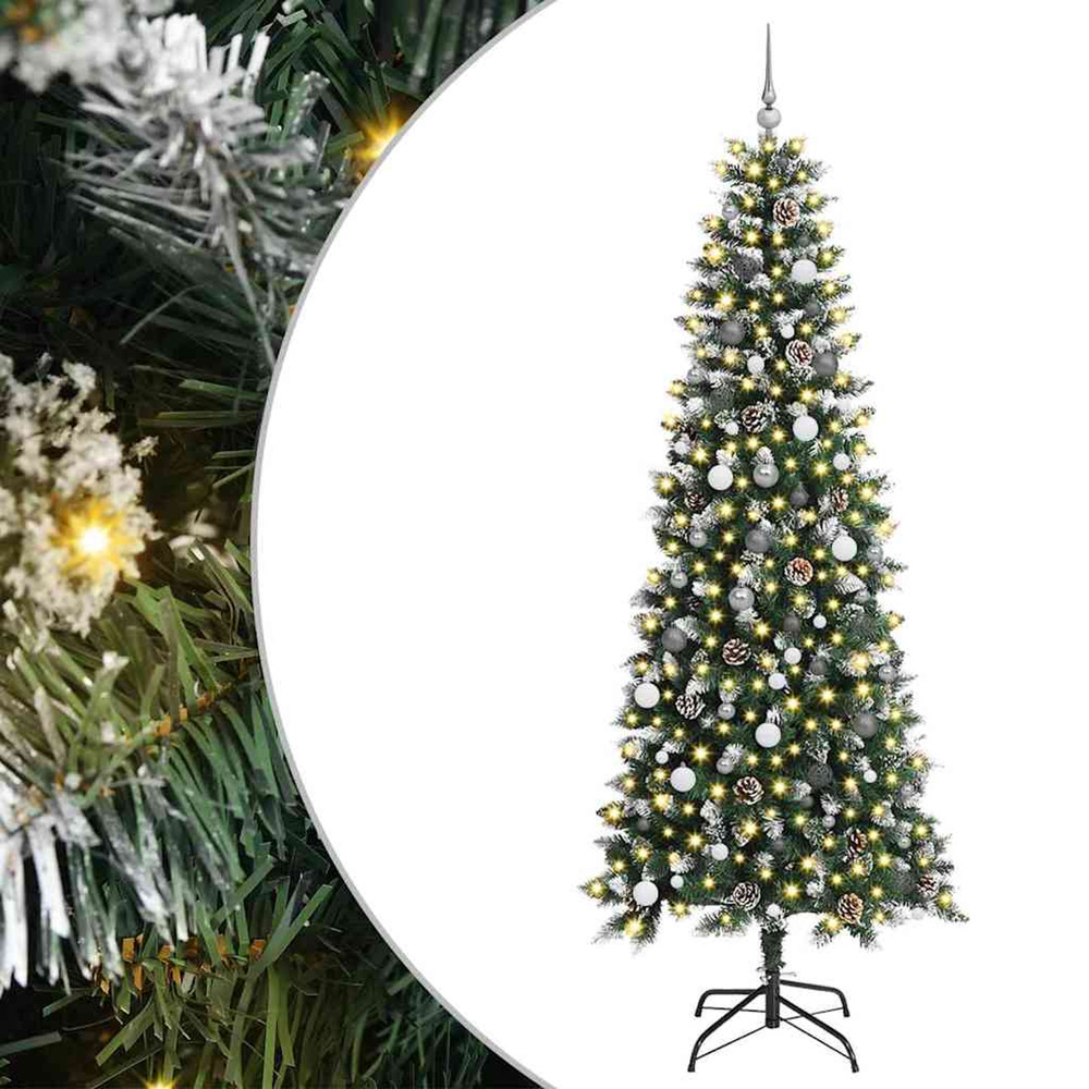 Sapin de noël artificiel vert 240 cm pvc, plastique et acier