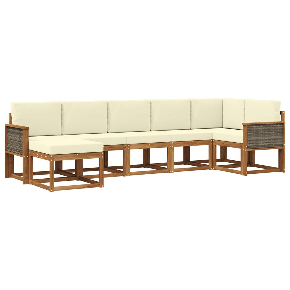Ensemble de canapés d'extérieur 7 pc naturel et crème polyester