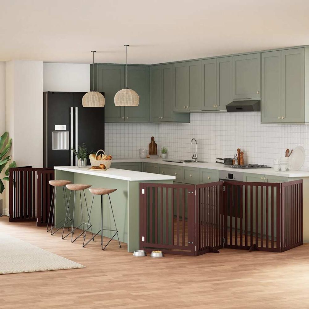Barrière sécurité bois hauteur 90cm extensible brun