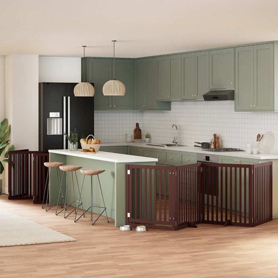 Barrière sécurité bois hauteur 90cm extensible brun