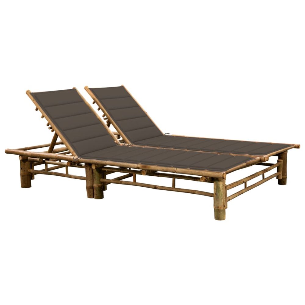 Chaise longue pour 2 personnes avec coussins bambou bain de soleil