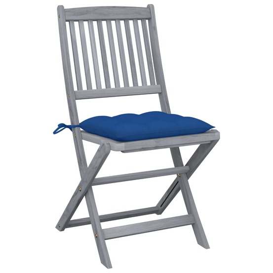Chaises pliables d'extérieur lot de 4 et coussins bois d'acacia