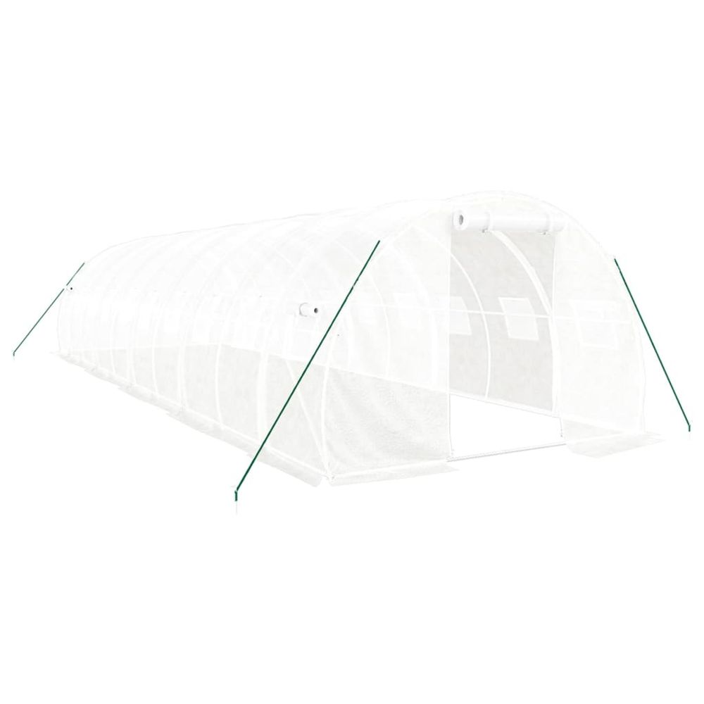 Serre avec cadre en acier blanc 30 m² 10x3x2 m