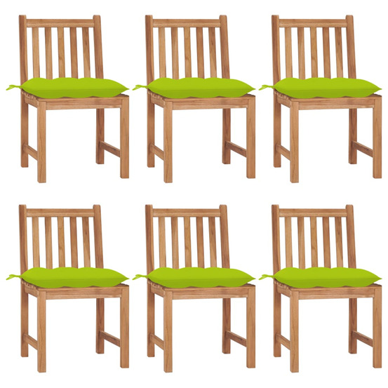 Chaises de jardin lot de 6 avec coussins bois de teck massif