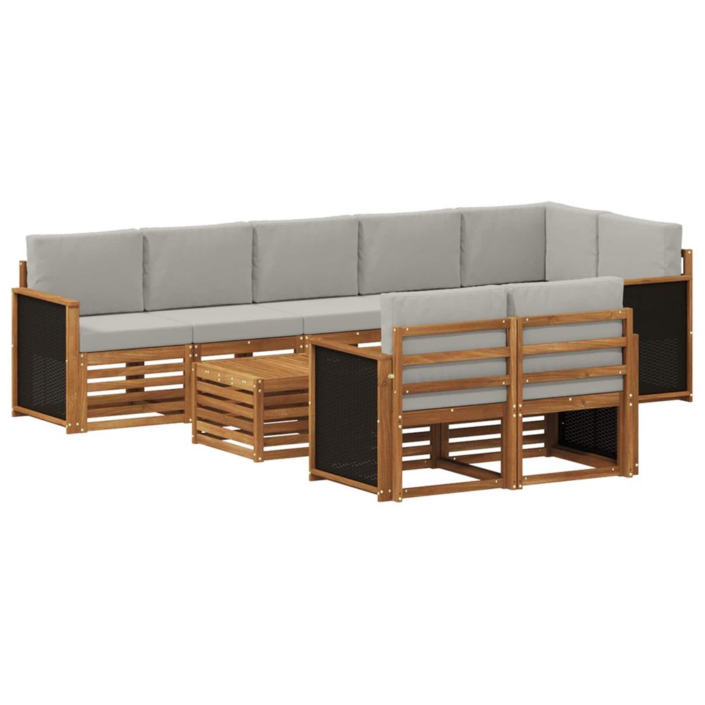 Ensemble de canapés d'extérieur 8 pc naturel et gris clair